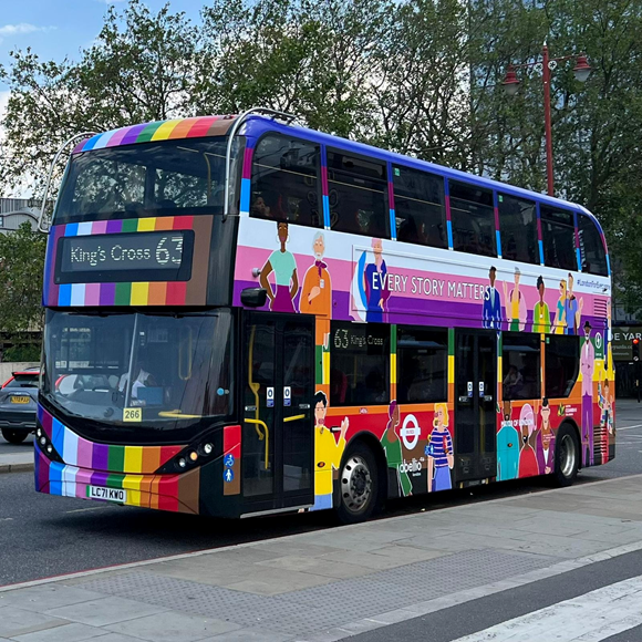 LGBTQ+ community stories told on the TfL network through shining personalities, colourful wraps and creative posters to mark Pride 2023